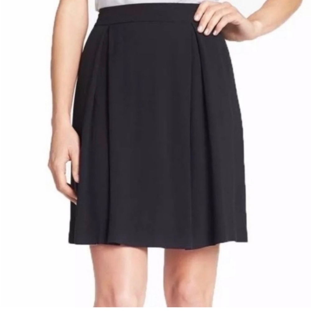 Eileen Fisher 100% Silk Skirt Black Knee Length EUC Large